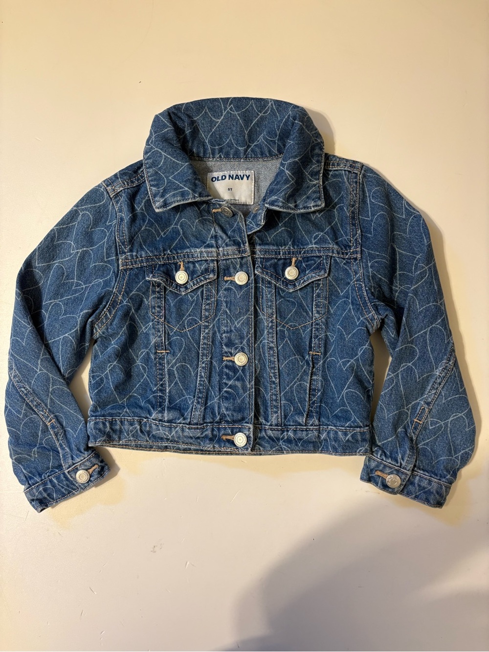 Old Navy Blue Denim Jacket with Heart Stitching